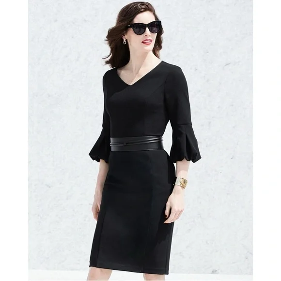 WHITE HOUSE BLACK MARKET Lantern Sleeve Dress - Picture 3 of 12